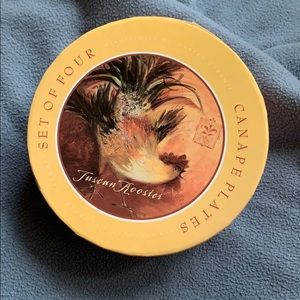 Set of Four Tuscan Rooster Canapé Plates